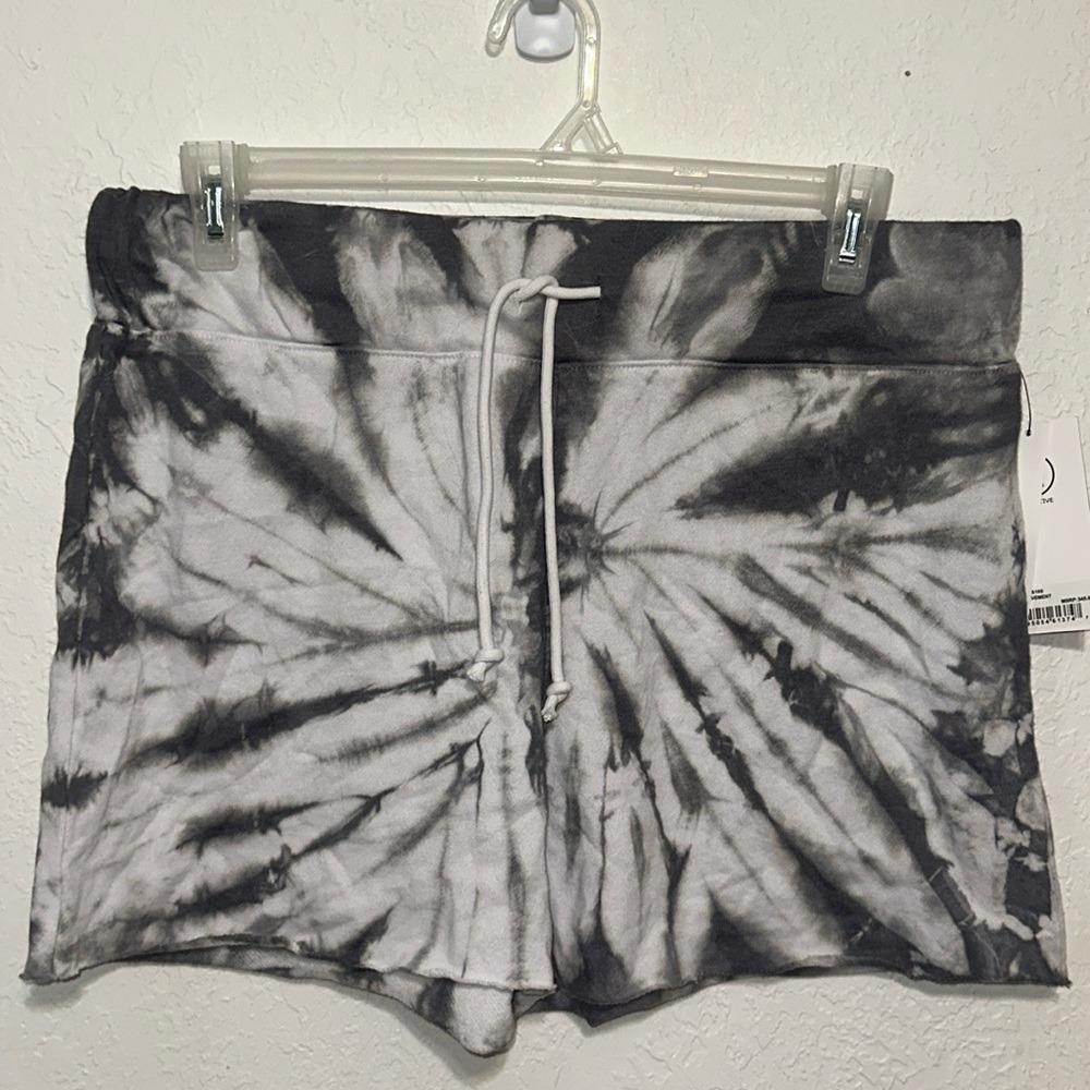 Sage Collective Tie Dye Lounge Shorts Pavement Grey White Drawstring Large NEW